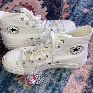 Converse Platform high tops. Limited edition with shoe lace charms/letters